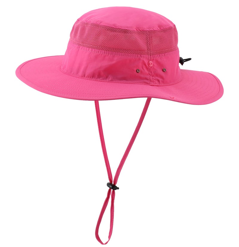 Connectyle Outdoor Mesh Sun Hat Wide Brim Sun Protection Hat Summer Fishing Hunting Hiking Gardenig Hat Rose Red - Image 1